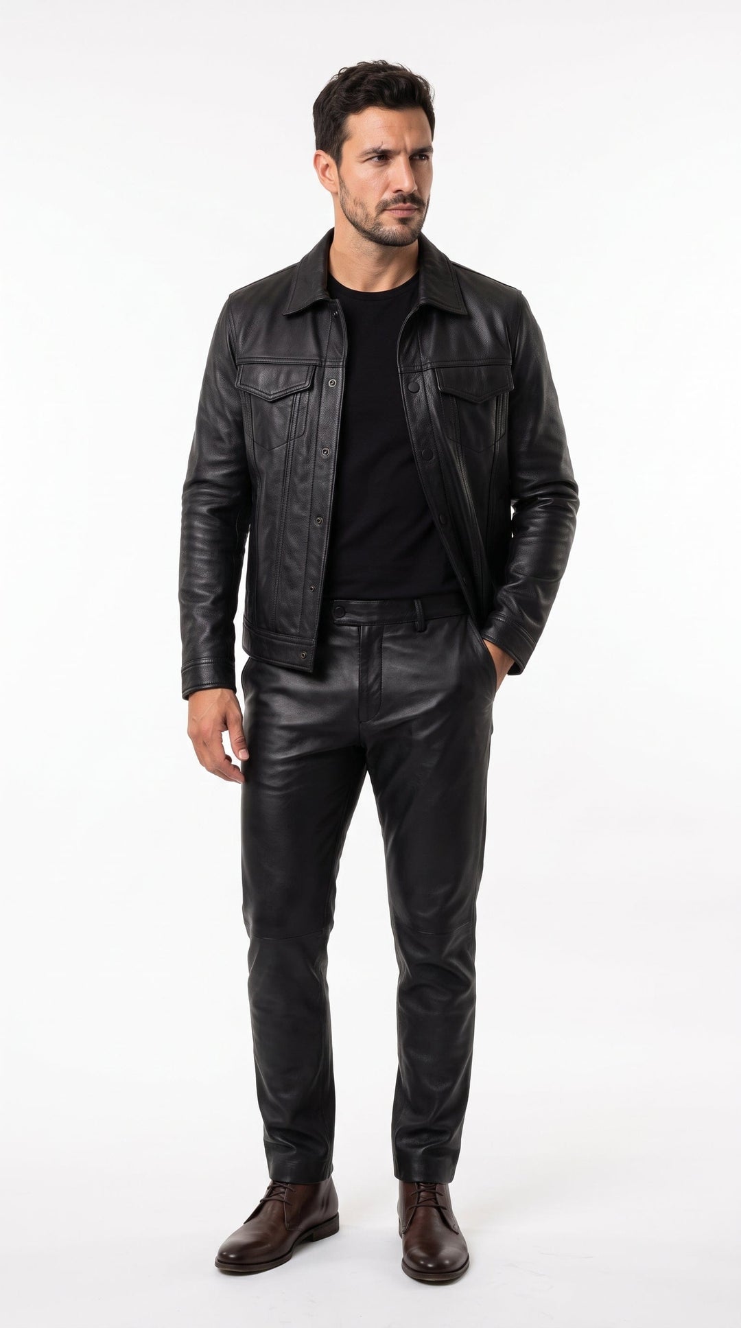 DONACCI Leather Trucker Jacket