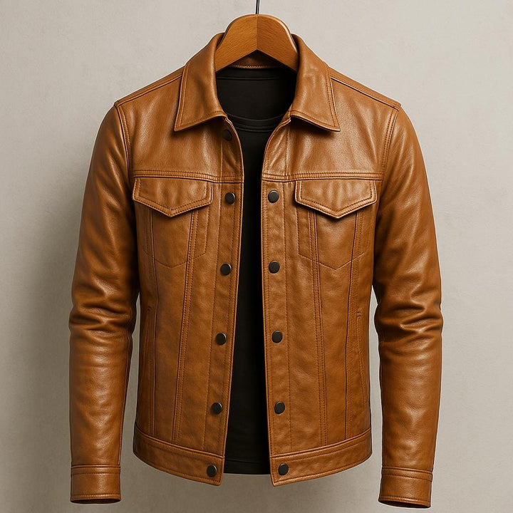 DONACCI Leather Trucker Jacket